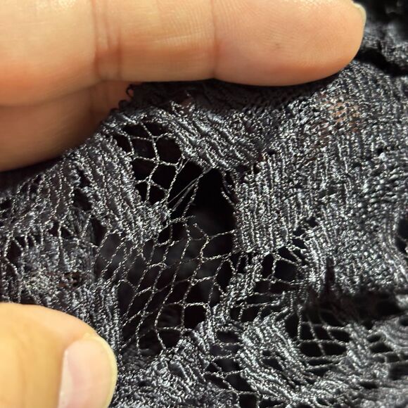 Wednesday Addams Gothic Prom Dress Black Lace 80s Vintage Nuance Ruched Size 11 - Picture 15 of 15